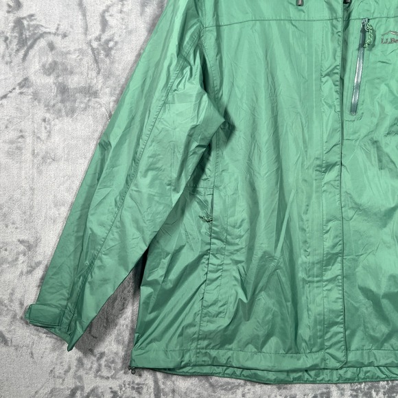 LL Bean Trail Model Rain Jacket Womens 1X Plus Green Hooded Windbreaker Full Zip - Picture 3 of 11